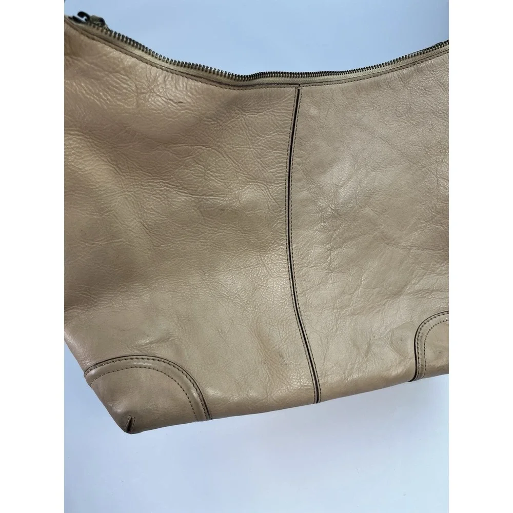 Cole Haan Beige Pebbled Leather Hobo Shoulder Bag Handbag Purse